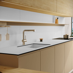 Blat de lucru laminat compact, Alb Elegance, miez Negru, SUD, coală 3670x600x12 mm