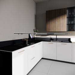 Blat de lucru laminat compact, Negru, miez Mixt, SUD, coală 3670x600x12 mm