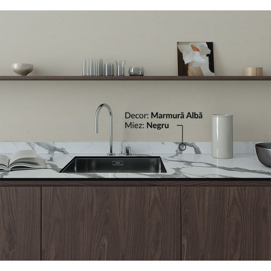 Blat de lucru laminat compact, Marmură Albă, JUP, coală 4200x920x12 mm
