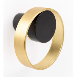 Agatatoare cuier rotunda Orbit, finisaj negru mat/auriu periat, 75x45 mm