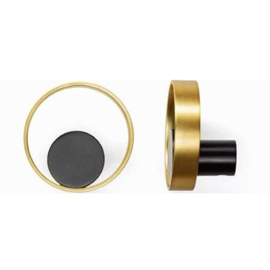 Agatatoare cuier rotunda Orbit, finisaj negru mat/auriu periat, 75x45 mm