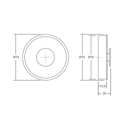 Buton pentru mobila Dipo, finisaj alb mat, D 74 mm