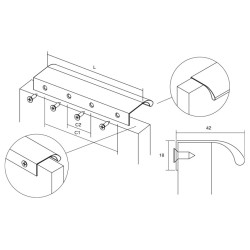 Maner pentru mobila Ona Long, finisaj gri metalizat, L 1100 mm