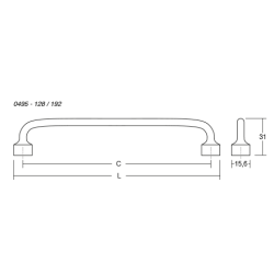 Maner pentru mobilier Floid, finisaj cositor, L:143,6 mm