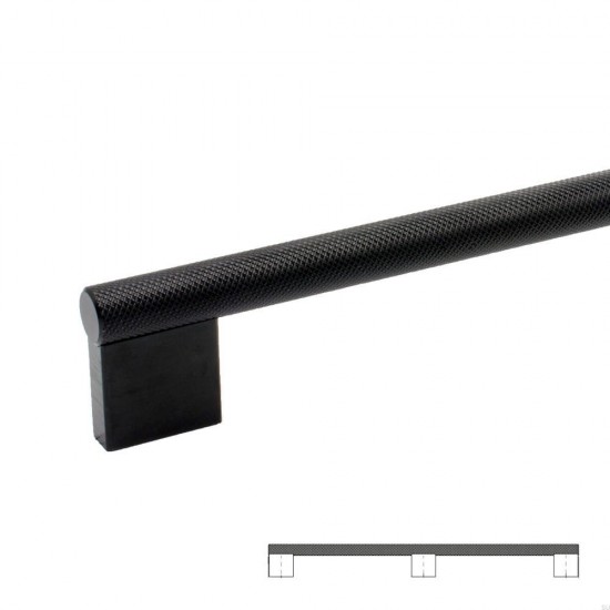 Maner pentru mobilier Graf Mini Long, finisaj negru periat, L: 1200 mm
