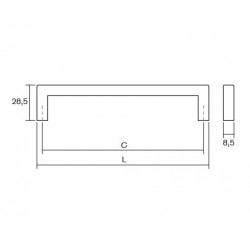 Maner pentru mobilier U, alb mat, L:500,5 mm