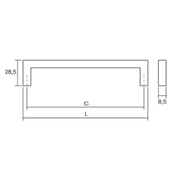 Maner pentru mobilier U, cupru periat, L:168,5 mm