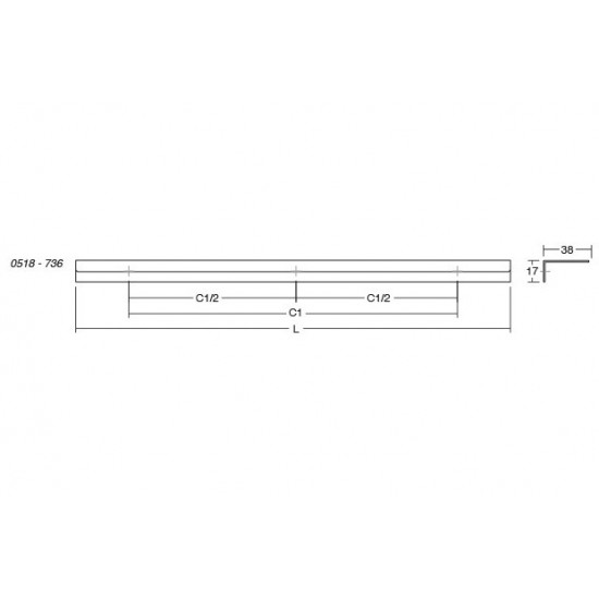 Maner pentru mobilier Way, finisaj alb mat, L:800 mm