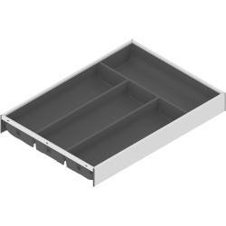 AMBIA-LINE Organizator pt tacâmuri, pentru LEGRABOX/MERIVOBOX Sertar, Plastic/oţel, 4 Compartimente pt tacâmuri, NL=450 mm, Lăţime=300 mm, alb-mătase/gri-orion