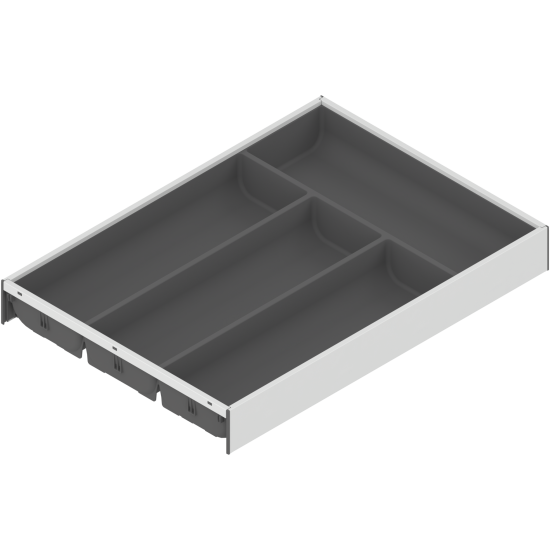 AMBIA-LINE Organizator pt tacâmuri, pentru LEGRABOX/MERIVOBOX Sertar, Plastic/oţel, 4 Compartimente pt tacâmuri, NL=450 mm, Lăţime=300 mm, alb-mătase/gri-orion