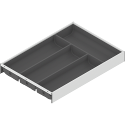 AMBIA-LINE Organizator pt tacâmuri, pentru LEGRABOX/MERIVOBOX Sertar, Plastic/oţel, 4 Compartimente pt tacâmuri, NL=450 mm, Lăţime=300 mm, alb-mătase/gri-orion