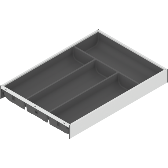 AMBIA-LINE Organizator pt tacâmuri, pentru LEGRABOX/MERIVOBOX Sertar, Plastic/oţel, 4 Compartimente pt tacâmuri, NL=450 mm, Lăţime=300 mm, alb-mătase/gri-orion