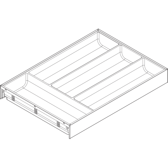 AMBIA-LINE Organizator pt tacâmuri, pentru LEGRABOX/MERIVOBOX Sertar, Plastic/oţel, 4 Compartimente pt tacâmuri, NL=450 mm, Lăţime=300 mm, alb-mătase/gri-orion