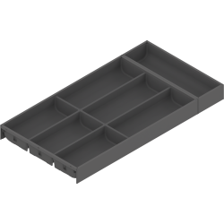 AMBIA-LINE Organizator pt tacâmuri, pentru LEGRABOX/MERIVOBOX Sertar, Plastic/oţel, 7 Compartimente pt tacâmuri, NL=600 mm, Lăţime=300 mm, gri-orion mat