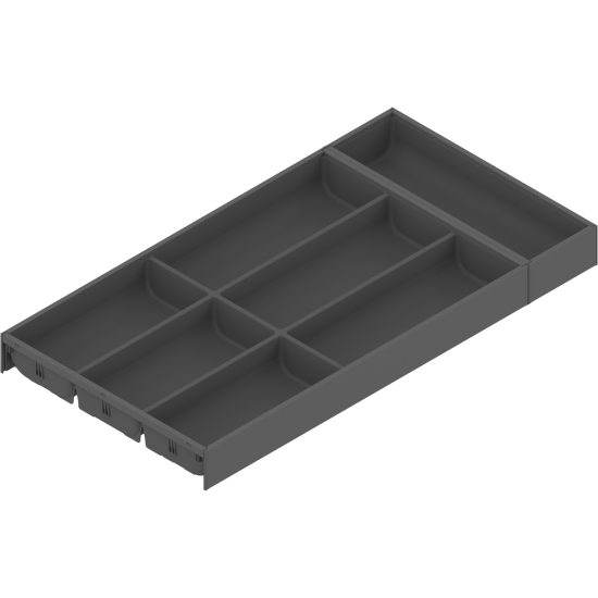 AMBIA-LINE Organizator pt tacâmuri, pentru LEGRABOX/MERIVOBOX Sertar, Plastic/oţel, 7 Compartimente pt tacâmuri, NL=600 mm, Lăţime=300 mm, gri-orion mat