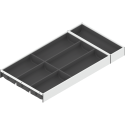 AMBIA-LINE Organizator pt tacâmuri, pentru LEGRABOX/MERIVOBOX Sertar, Plastic/oţel, 7 Compartimente pt tacâmuri, NL=600 mm, Lăţime=300 mm, alb-mătase/gri-orion