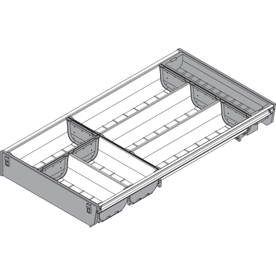ORGA-LINE Set de casete (cu ocupare parţială), pentru TANDEMBOX Sertar, NL=550 mm, KB=800 mm, Lăţime=280 mm, inox-periat/gri închis