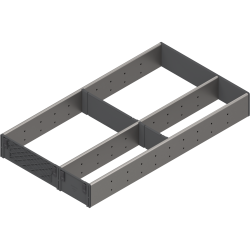 ORGA-LINE Set de compartimentare (cu ocupare parţială), pentru TANDEMBOX Sertar, NL=550 mm, KB=1200 mm, Lăţime=291 mm, inox-periat/gri închis