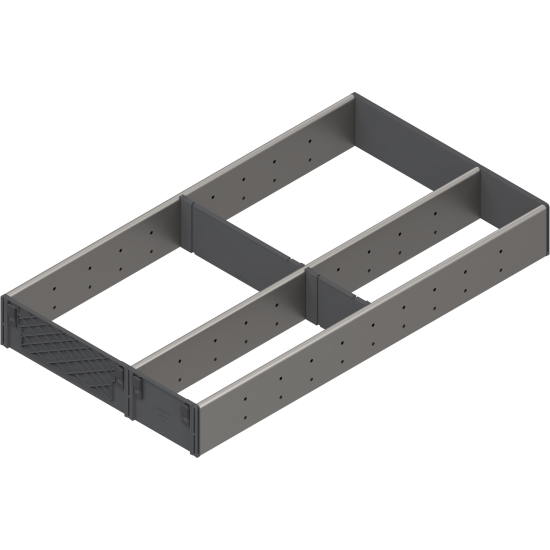 ORGA-LINE Set de compartimentare (cu ocupare parţială), pentru TANDEMBOX Sertar, NL=550 mm, KB=1200 mm, Lăţime=291 mm, inox-periat/gri închis