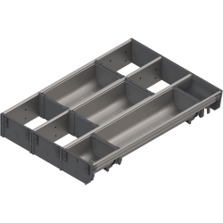 ORGA-LINE Set combinat (cu ocupare parţială), pentru TANDEMBOX Sertar, NL=450 mm, KB=600 mm, Lăţime=297 mm, inox-periat/gri închis