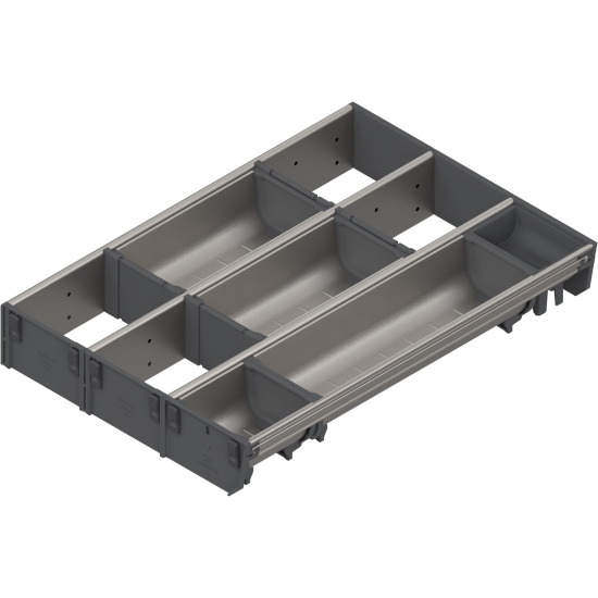 ORGA-LINE Set combinat (cu ocupare parţială), pentru TANDEMBOX Sertar, NL=450 mm, KB=600 mm, Lăţime=297 mm, inox-periat/gri închis