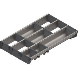 ORGA-LINE Set combinat (cu ocupare parţială), pentru TANDEMBOX Sertar, NL=500 mm, Lăţime=297 mm, inox-periat/gri închis