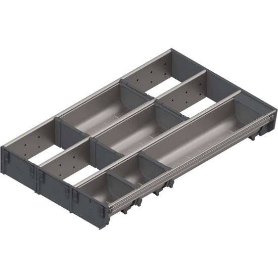 ORGA-LINE Set combinat (cu ocupare parţială), pentru TANDEMBOX Sertar, NL=500 mm, Lăţime=297 mm, inox-periat/gri închis