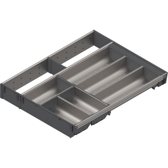 ORGA-LINE Set combinat (cu ocupare parţială), pentru TANDEMBOX Sertar, NL=500 mm, KB=1000 mm, Lăţime=377 mm, inox-periat/gri închis