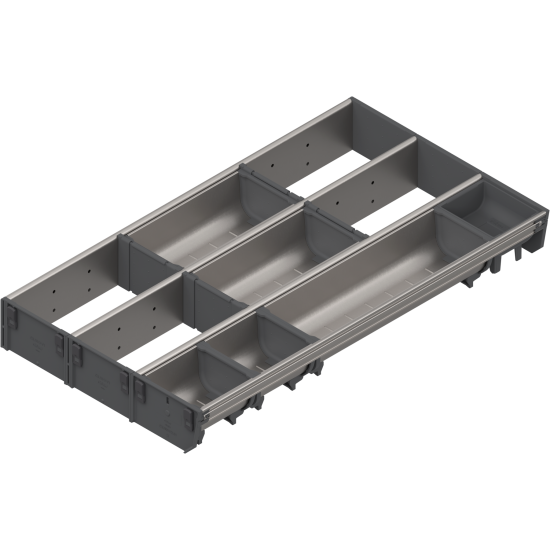 ORGA-LINE Set combinat (cu ocupare parţială), pentru TANDEMBOX Sertar, NL=550 mm, Lăţime=297 mm, inox-periat/gri închis