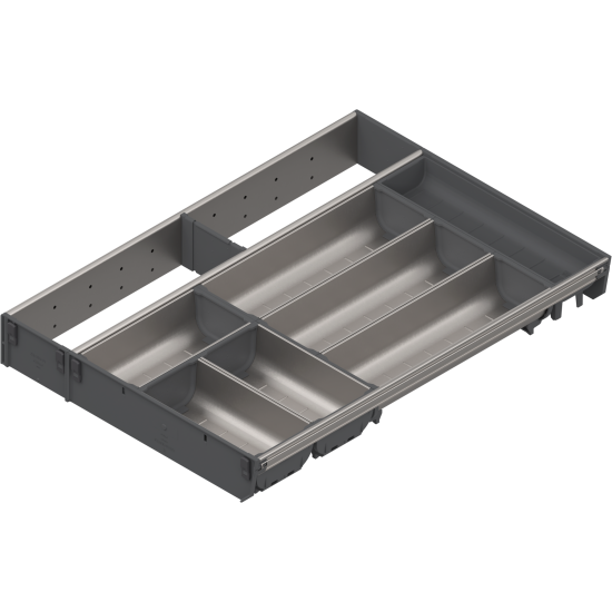 ORGA-LINE Set combinat (cu ocupare parţială), pentru TANDEMBOX Sertar, NL=550 mm, KB=1000 mm, Lăţime=377 mm, inox-periat/gri închis