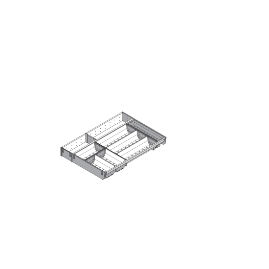 ORGA-LINE Set combinat (cu ocupare parţială), pentru TANDEMBOX Sertar, NL=550 mm, KB=1000 mm, Lăţime=377 mm, inox-periat/gri închis