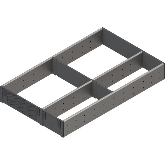 ORGA-LINE Set de compartimentare (cu ocupare parţială), pentru TANDEMBOX Sertar, NL=500 mm, KB=1200 mm, Lăţime=291 mm, inox-periat/gri închis