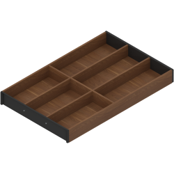 AMBIA-LINE Organizator pt tacâmuri, pentru LEGRABOX/MERIVOBOX Sertar, Design de lemn, 6 Compartimente pt tacâmuri, NL=500 mm, Lăţime=300 mm, Nuc Tenn. / negru-carbon