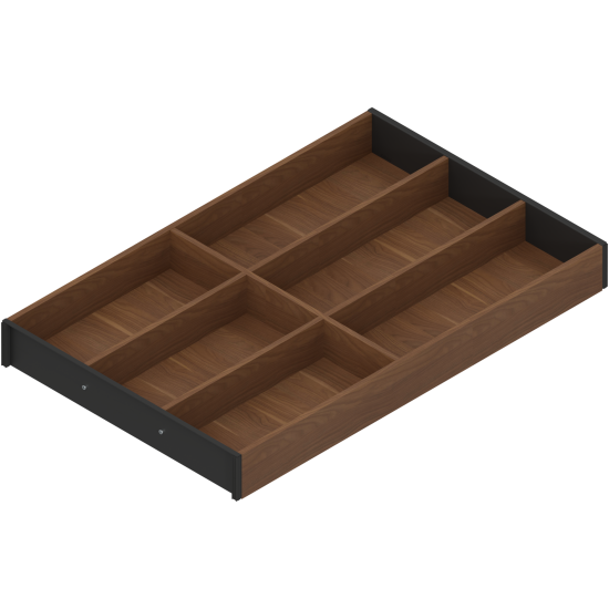 AMBIA-LINE Organizator pt tacâmuri, pentru LEGRABOX/MERIVOBOX Sertar, Design de lemn, 6 Compartimente pt tacâmuri, NL=500 mm, Lăţime=300 mm, Nuc Tenn. / negru-carbon