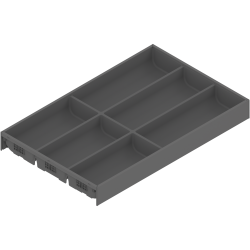 AMBIA-LINE Organizator pt tacâmuri, pentru LEGRABOX/MERIVOBOX Sertar, Plastic/oţel, 6 Compartimente pt tacâmuri, NL=500 mm, Lăţime=300 mm, gri-orion mat
