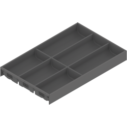 AMBIA-LINE Organizator pt tacâmuri, pentru LEGRABOX/MERIVOBOX Sertar, Plastic/oţel, 6 Compartimente pt tacâmuri, NL=500 mm, Lăţime=300 mm, gri-orion mat