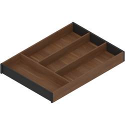 AMBIA-LINE Organizator pt tacâmuri, pentru LEGRABOX/MERIVOBOX Sertar, Design de lemn, 4 Compartimente pt tacâmuri, NL=450 mm, Lăţime=300 mm, Nuc Tenn. / negru-carbon