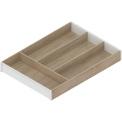 AMBIA-LINE Organizator pt tacâmuri, pentru LEGRABOX/MERIVOBOX Sertar, Design de lemn, 4 Compartimente pt tacâmuri, NL=450 mm, Lăţime=300 mm, Stejar Bard./alb-mătase