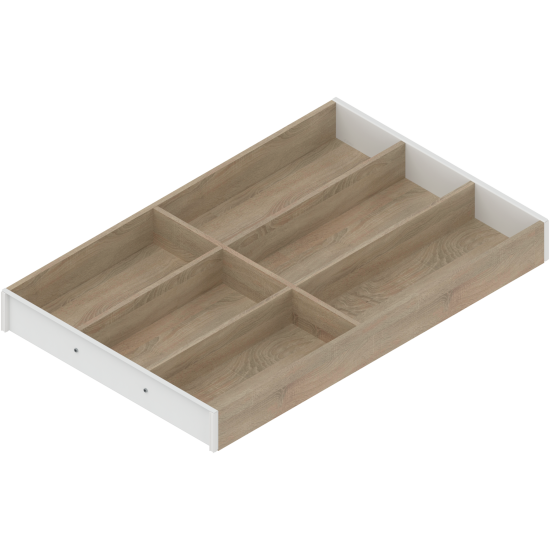 AMBIA-LINE Organizator pt tacâmuri, pentru LEGRABOX/MERIVOBOX Sertar, Design de lemn, 6 Compartimente pt tacâmuri, NL=500 mm, Lăţime=300 mm, Stejar Bard./alb-mătase