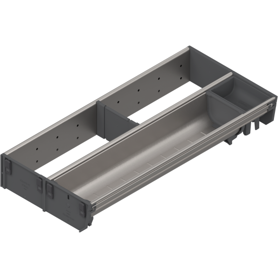 ORGA-LINE Set combinat (cu ocupare parţială), pentru TANDEMBOX Sertar, NL=450 mm, KB=1000 mm, Lăţime=200 mm, inox-periat/gri închis