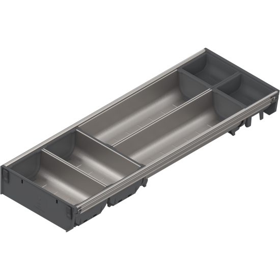 ORGA-LINE Set de casete (cu ocupare parţială), pentru TANDEMBOX Sertar, NL=550 mm, Lăţime=192 mm, inox-periat/gri închis