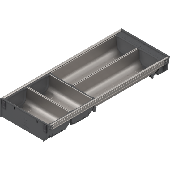 ORGA-LINE Set de casete (cu ocupare parţială), pentru TANDEMBOX Sertar, NL=500 mm, Lăţime=192 mm, inox-periat/gri închis