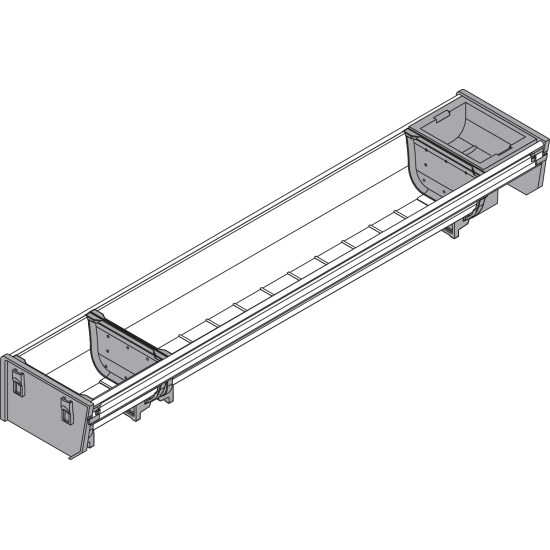 ORGA-LINE Set de casete (cu ocupare parţială), pentru TANDEMBOX Sertar, NL=550 mm, KB=900 mm, Lăţime=103 mm, inox-periat/gri închis
