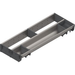 ORGA-LINE Set combinat (cu ocupare parţială), pentru TANDEMBOX Sertar, NL=550 mm, KB=1000 mm, Lăţime=200 mm, inox-periat/gri închis