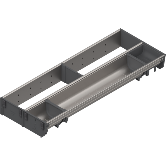 ORGA-LINE Set combinat (cu ocupare parţială), pentru TANDEMBOX Sertar, NL=550 mm, KB=1000 mm, Lăţime=200 mm, inox-periat/gri închis