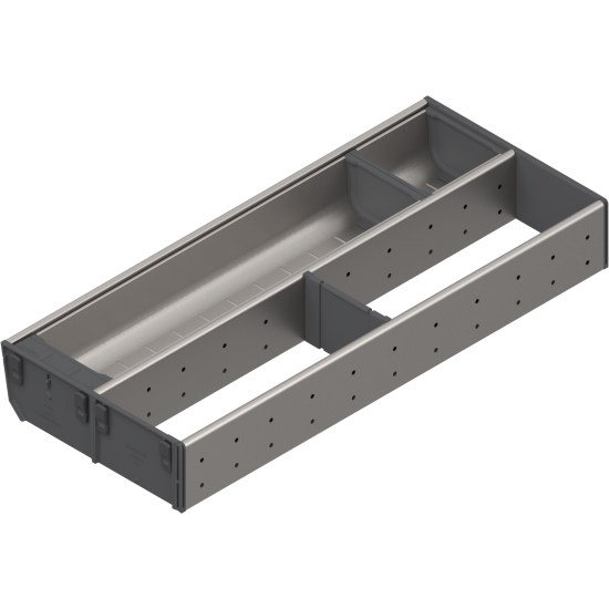 ORGA-LINE Set combinat (cu ocupare parţială), pentru TANDEMBOX Sertar, NL=500 mm, KB=1000 mm, Lăţime=200 mm, inox-periat/gri închis
