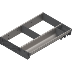 ORGA-LINE Set combinat (cu ocupare parţială), pentru TANDEMBOX Sertar, NL=450 mm, KB=600 mm, Lăţime=289 mm, inox-periat/gri închis