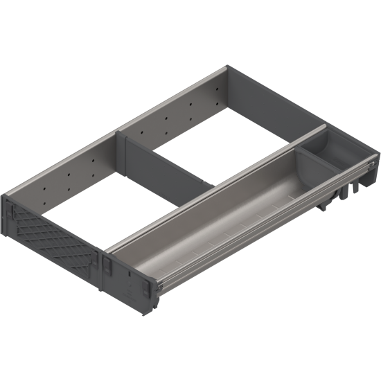 ORGA-LINE Set combinat (cu ocupare parţială), pentru TANDEMBOX Sertar, NL=450 mm, KB=600 mm, Lăţime=289 mm, inox-periat/gri închis