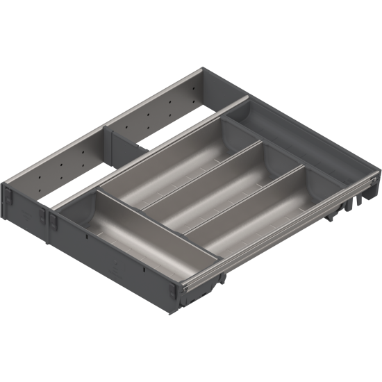ORGA-LINE Set combinat (cu ocupare parţială), pentru TANDEMBOX Sertar, NL=450 mm, KB=1000 mm, Lăţime=377 mm, inox-periat/gri închis