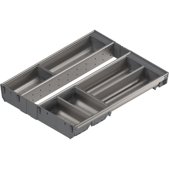 ORGA-LINE Set de casete (cu ocupare completă), pentru TANDEMBOX Sertar, NL=500 mm, KB=450 mm, inox-periat/gri închis